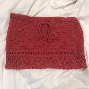 Coral knit tube top